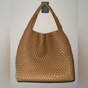Elegant Tan Woven Tote Bag